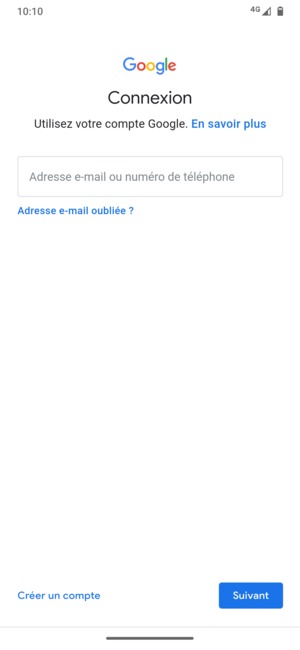 Saisissez votre adresse Gmail et sélectionnez Suivant