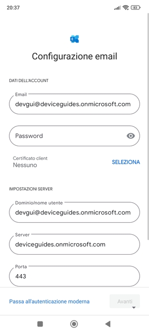 Inserisci la tua password