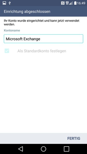 Geben Sie Ihrem Konto einen Namen und wählen Sie FERTIG