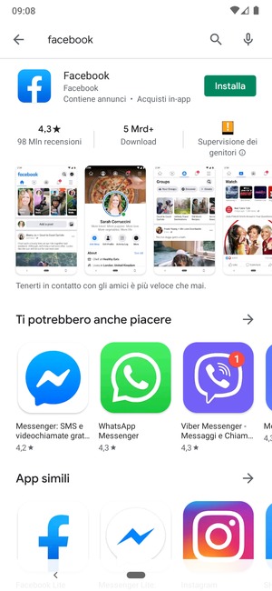 Seleziona l'applicazione