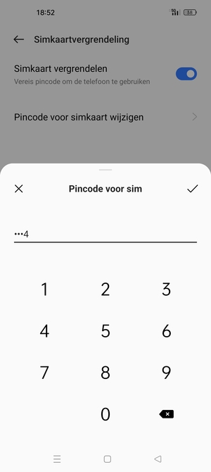 Voer Huidige pincode voor de simkaart in en selecteer OK