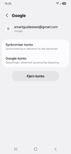 Vælg Synkroniser konto