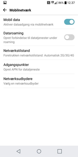 Vælg Netværkstilstand