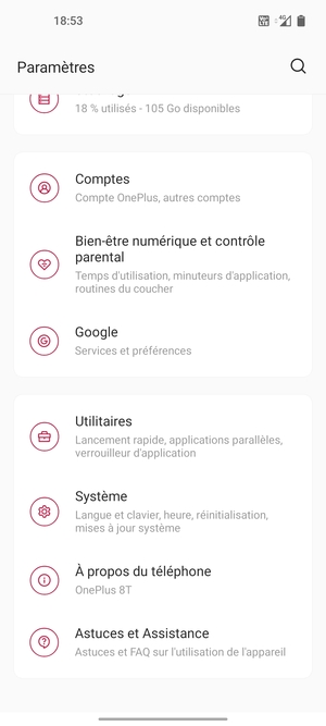 Faites défiler et sélectionnez Système