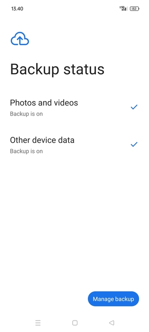 Select Manage backup