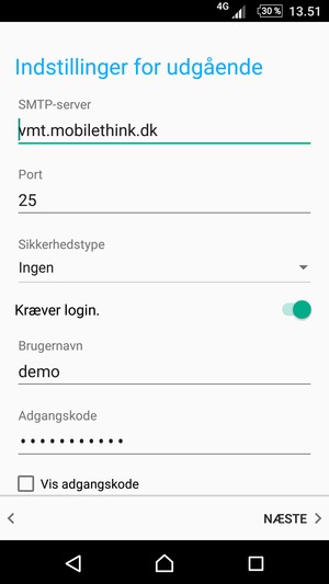 Indtast udgående serveradresse