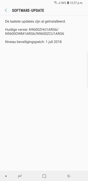 Als uw telefoon up-to-date is, zult u het volgende scherm zien
