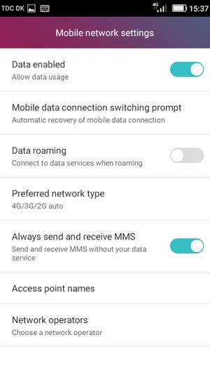 To change network if network problems occur,  select Network operators
