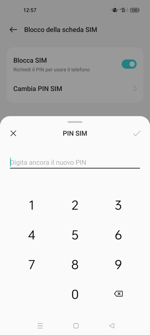 Conferma il nuovo PIN e seleziona OK