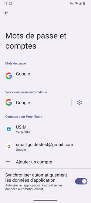 Sélectionnez votre compte Google