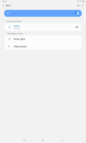 Du er nu tilsluttet Wi-Fi netværket
