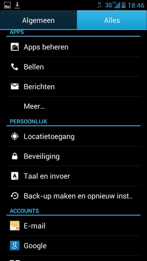 Selecteer Alles en scroll naar en selecteer Beveiliging