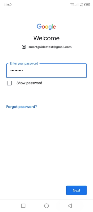 Enter your password and select Next