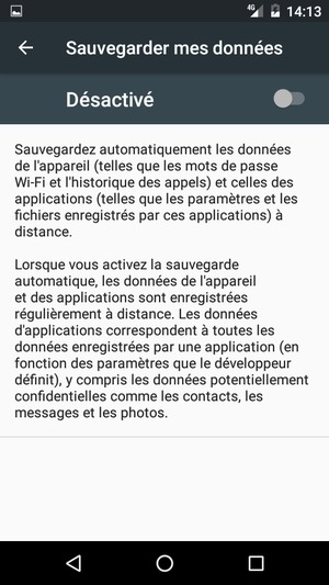 Activer le Sauvegarder mes données