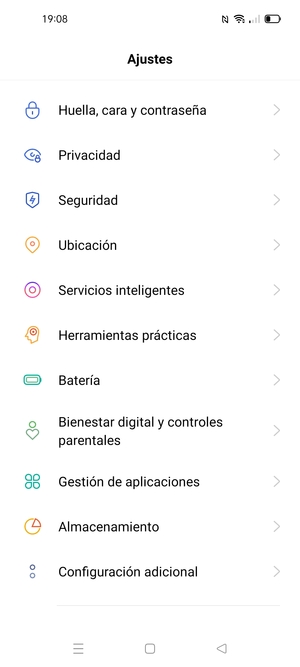 Desplácese y seleccione Seguridad