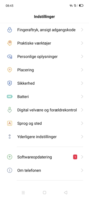 Scroll til og vælg Sikkerhed