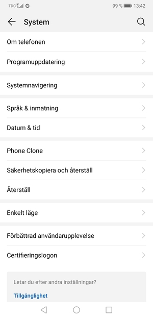 Välj Säkerhetskopiera och återställ