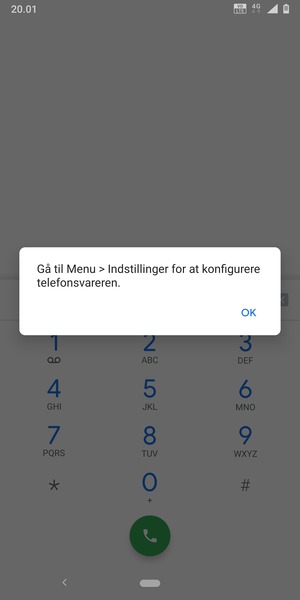 Hvis din telefonsvarer ikke er sat op, vælg OK