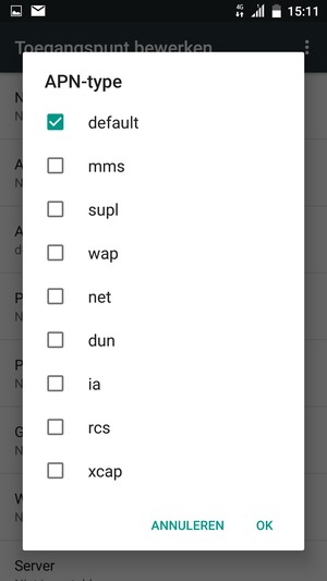 Vink het selectievakje default aan en selecteer OK
