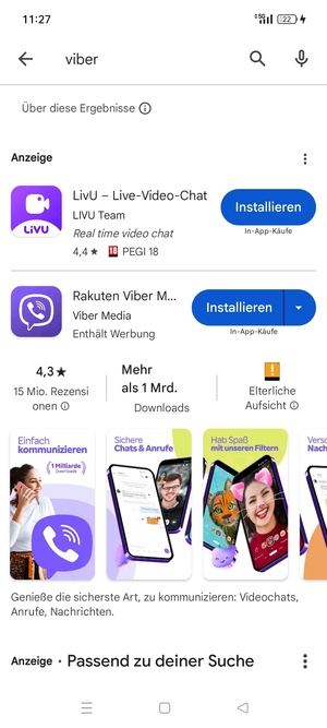 Wählen Sie die App