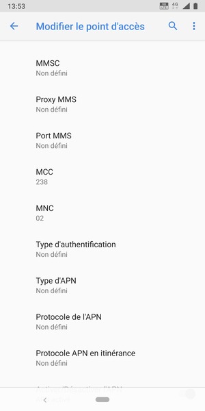 Faites défiler vers le bas et saisissez les informations MMS