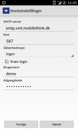 Indtast udgående serveradresse