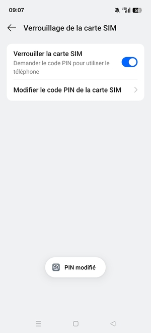 Votre Code PIN de la carte SIM a été modifié