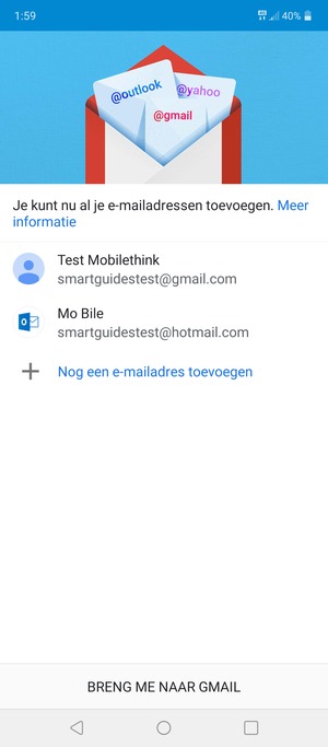 Selecteer BRENG ME NAAR GMAIL