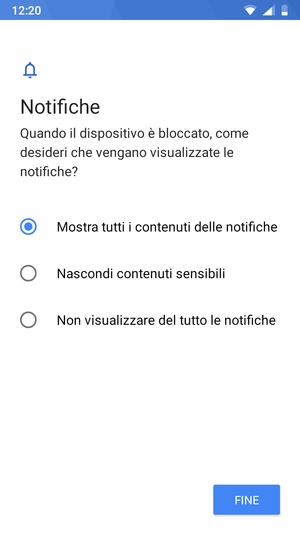 Seleziona la tua opzione preferita e poi FINE