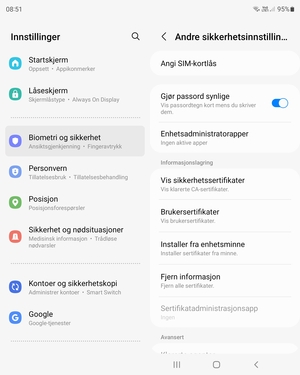 Velg Angi SIM-kortlås