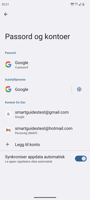 Velg din Google-konto
