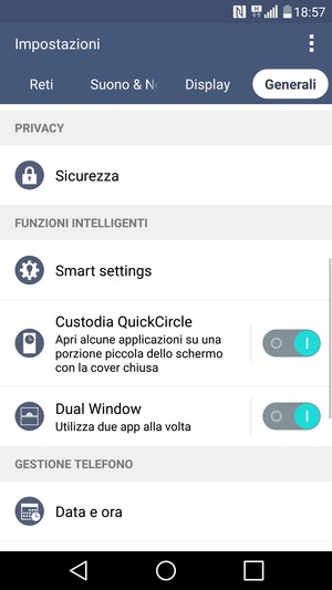 Scorri e seleziona Sicurezza