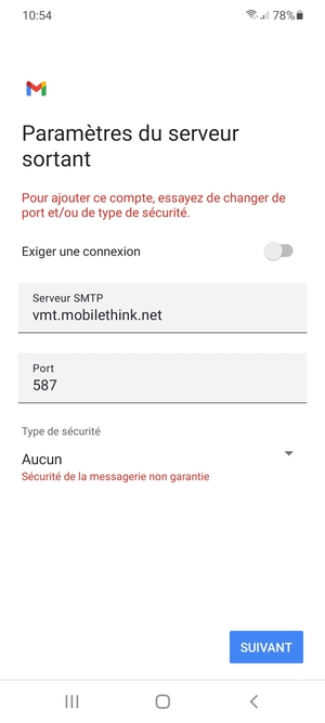 Sélectionnez SUIVANT