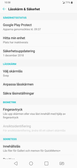 Välj Välj skärmlås