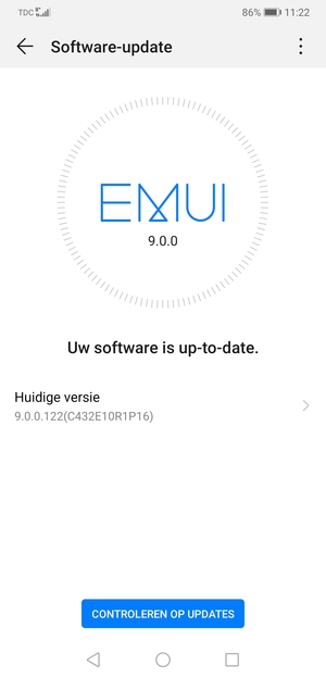 Als uw telefoon up-to-date is, zult u het volgende scherm zien