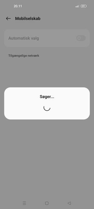 Afvent at søgningen er afsluttet