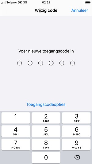Voer uw nieuwe wachtwoordcode in