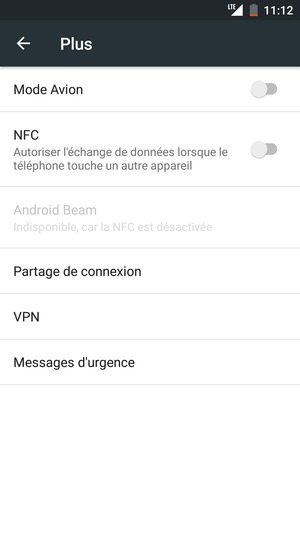 Sélectionnez Partage de connexion