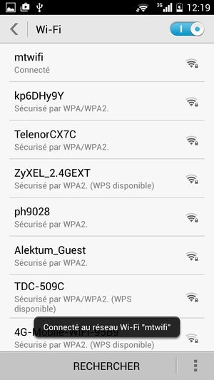 Vous êtes maintenant connecté au réseau Wi-Fi