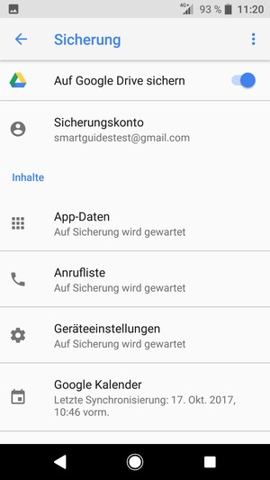 Wählen Sie Sicherungskonto