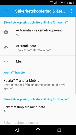 Välj Säkerhetskopiera mina data