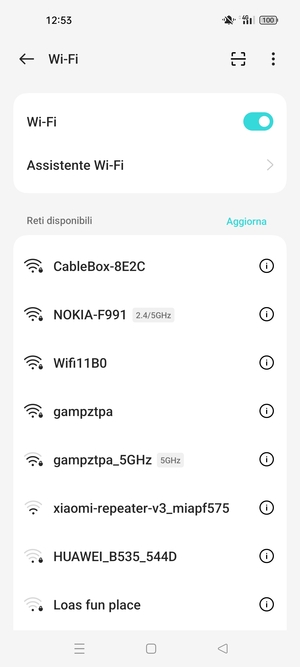 Seleziona la rete wireless a cui desideri connetterti