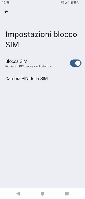 Seleziona  Cambia PIN della SIM