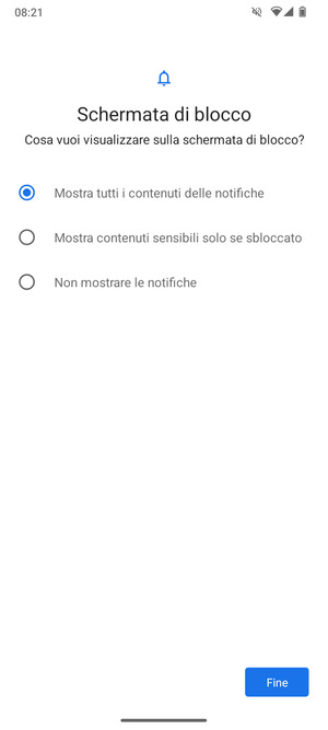 Seleziona la tua opzione preferita e poi Fine