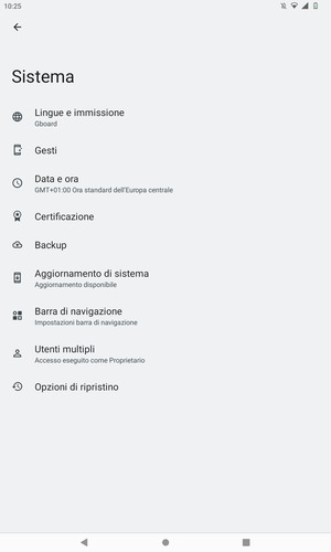 Seleziona Aggiornamento di sistema