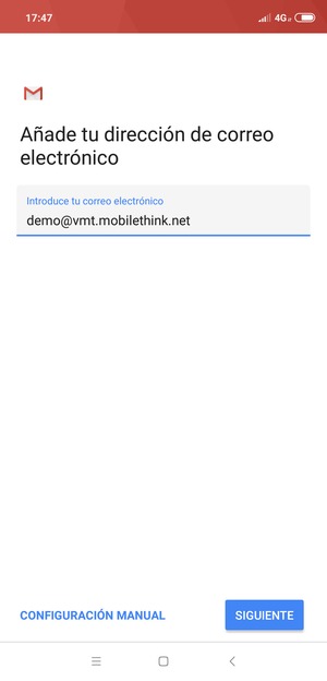 Introduzca su Dirección de correo electrónico y seleccione SIGUIENTE