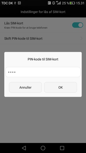 Bekræft din nye PIN-kode til SIM-kort og vælg OK