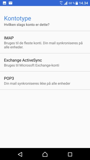 Vælg IMAP eller POP3