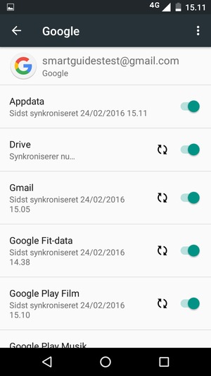 Dine oplysninger vil blive synkroniseret