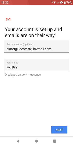 Give your account a name and enter your name. Select NEXT